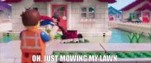 Lego Movie Superman GIF - Lego Movie Superman Oh Just Mowing My Lawn GIFs