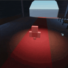 a red carpet in a room with a person on it