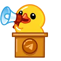 a yellow rubber duck with a megaphone in its beak