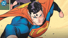 a comic book cover of superman with a dc logo