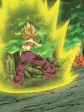 a cartoon of a girl with purple pants and a red top