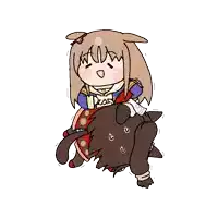 a cartoon girl is riding on the back of a horse