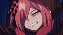 a girl with pink hair is crying with tears coming out her eyes