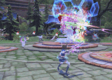 a screenshot of a video game shows a girl fighting a monster with the letters g and h on the screen