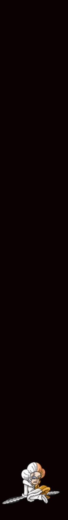 a cartoon character is flying through the air in the dark .