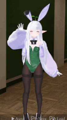 a girl with white hair is wearing bunny ears