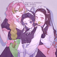 a drawing of three maids with the words reprint is prohibited on the bottom