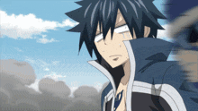 a gray haired anime character with tears coming out of his eyes