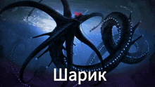 a poster with a giant octopus and the word sharik