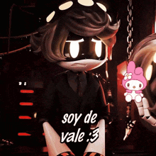 a cartoon character with the words soy de vale written on the bottom
