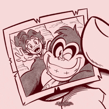 a drawing of a man and a woman with the words oh my goodness
