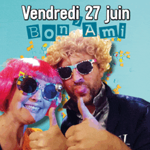 a poster for vendredi 27 juin bon ami shows a man and a woman