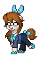 a pixel art drawing of a pony with a bow on her head
