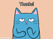 a cartoon cat giving the middle finger with the words thanks written above it