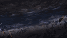 a painting of a stormy sky with chinese writing on it