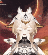 a girl with a crown on her head is smiling with the words " ed the shrine " in the background