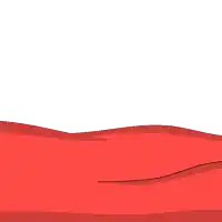 a green and white penguin peeking over a red cloth