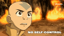 a cartoon of a man with the words " no self-control " above him