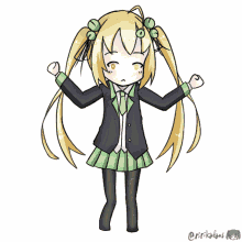 a drawing of a girl in a school uniform with the name ririkabans on the bottom right
