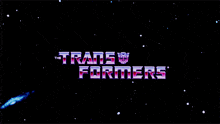 a transformers logo is displayed on a dark background