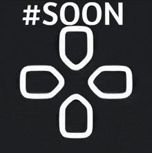 a black background with a white icon and the words #soon