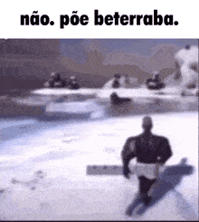 a blurred image of a person in the snow with the words não poe beterraba