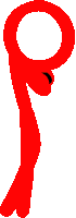 a red silhouette of a person with a circle around it