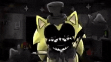 a cartoon of a yellow cat with a black face and a top hat .