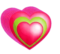 a stack of pink and green hearts on top of each other