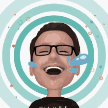 a cartoon of a man with glasses crying