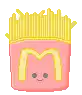 a pixel art illustration of a mcdonald 's french fries container with a face .
