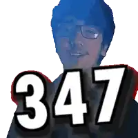 a pixelated image of a man with the number 347