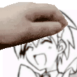 a close up of a person 's hand touching a drawing of a girl 's face .