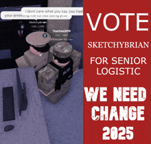 a poster asking people to vote for senior logistic in 2025
