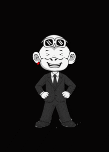 a cartoon of a man in a suit and tie with sunglasses on
