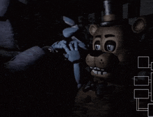 a teddy bear with a top hat is standing next to another teddy bear
