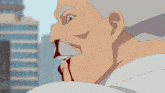 a cartoon of a man with gray hair and a red nose