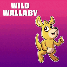 a picture of a kangaroo with the words wild wallaby below it