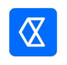 a blue square with a white x on it