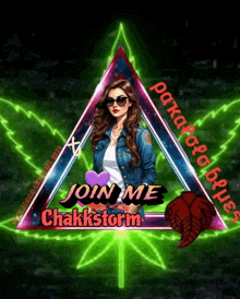 a sign that says join me chakkstorm with a woman