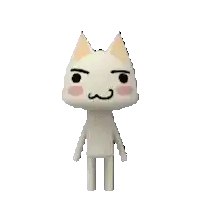 a stuffed animal with a cat 's face and ears is standing on a white background