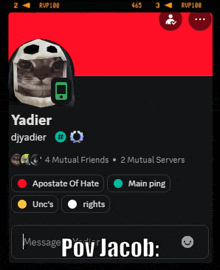 a screenshot of a person 's facebook page with the name yadier
