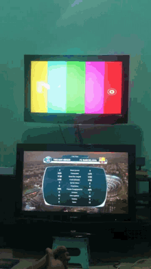 a samsung tv is turned on and shows a game