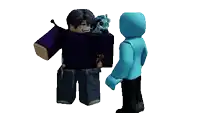 two roblox characters are standing next to each other holding hands