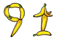the number 91 is made out of bananas with green stems
