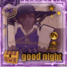 a picture of a man in a cowboy hat with the words good night