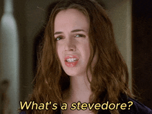 a woman says what 's a stevedore in yellow