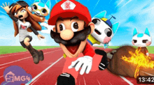 a screenshot of a video game shows mario and smg4 characters