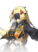 a girl with long blonde hair is wearing a mask and holding a gun .