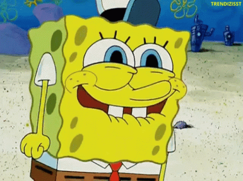 extremely happy face spongebob